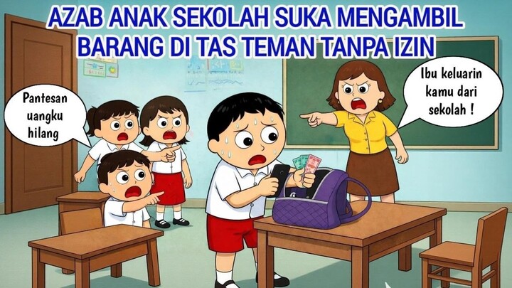 AZAB ANAK SEKOLAH SUKA MENGAMBIL BARANG DI TAS TEMAN TANPA IZIN  ANIMASI AZAB
