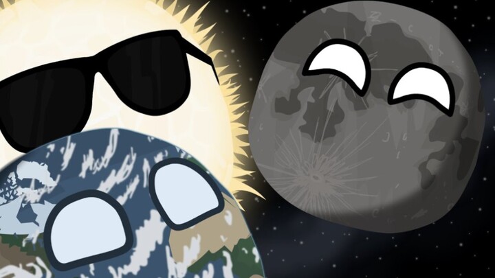 The Earth and the Sun looked at the smiling Moon and felt very pleased