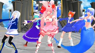 【mmd di gi charat】りんな＆みけ＆うさだ＆憂鈴・アクアでアッパーチューン