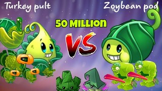 Turkey pult vs Zoybean pod: Cặp đôi 100 triệu | Plants vs. Zombies 2 - so sánh plants - PVZ2 MK