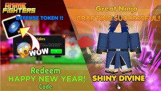 Redeem free boosts and DEFENSE TOKEN | SHINY DIVINE Great Ninja Showcase | Anime Fighters Simulator