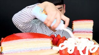 Mukbang bánh kem nghìn lớp với dâu tây #mukbang #ASMR #mukbangASMR