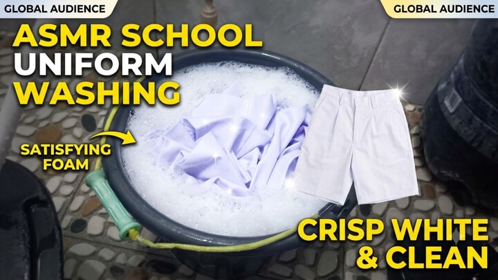 [ASMR] Washing White School Uniforms | Satisfying Soap Bubbles & Water Sounds