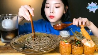 Mì soba ngâm nước đá, cục cơm, tôm chiên 5 #amthuc