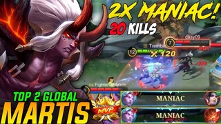 2X MANIAC Martis Top Global Gameplay Supreme No 2 Badge - Martis Best Emblem & Build 2022 - MLBB