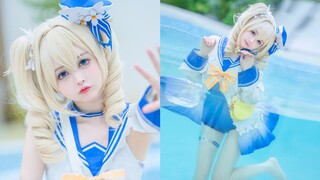 [Cosplay]Barbara Gunnhildr playing by the pool|Genshin Impact