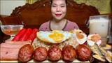 FILIPINO BREAKFAST w/ ADOBO FRIED RICE | PINOY  ALMUSAL FILIPINO FOOD MUKBANG