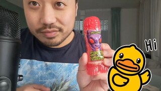 ASMR Strawberry Roller Liquid Candy 🍬 Mouth Sounds & Licking 👅🍬