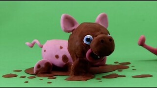 Dirty pig in mud Stop motion cartoon for children - BabyClay animals