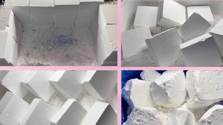 Dyed & Crunchy Plain Chalk Blocks And Jumbo Chalk ASMR😍