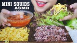 ASMR MINI SQUIDS AND EGG NOODLES WARP WITH SALAD EATING SOUNDS LINH-ASMR 먹방 mukbang