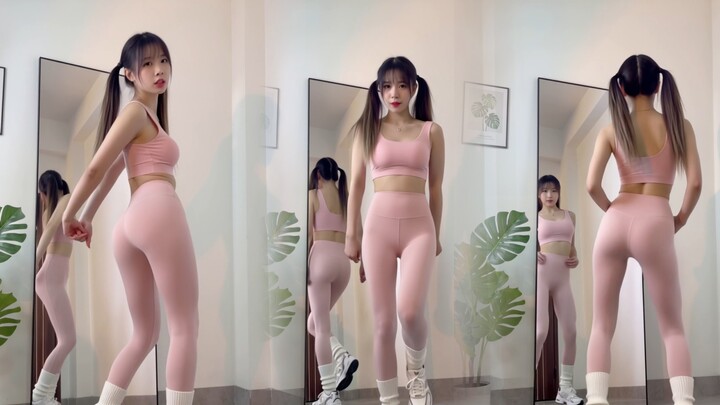 Trang phục yoga màu hồng, nữ thần gợi cảm⚡ Định dạng dọc