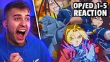 Fullmetal Alchemist Brotherhood Opening & Ending 1-5 REACTION | Anime OP Reaction