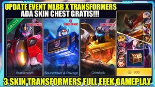 UPDATE EVENT MLBB X TRANSFORMERS KE 2 DAN SKIN CHEST GRATIS!! FULL EFEK 3 SKIN TRANSFORMERS MLBB