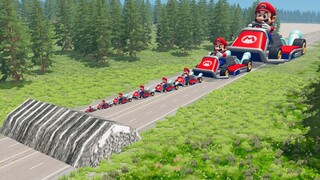 Big & Small Mario vs Giant Speed Bump | BeamNG.Drive