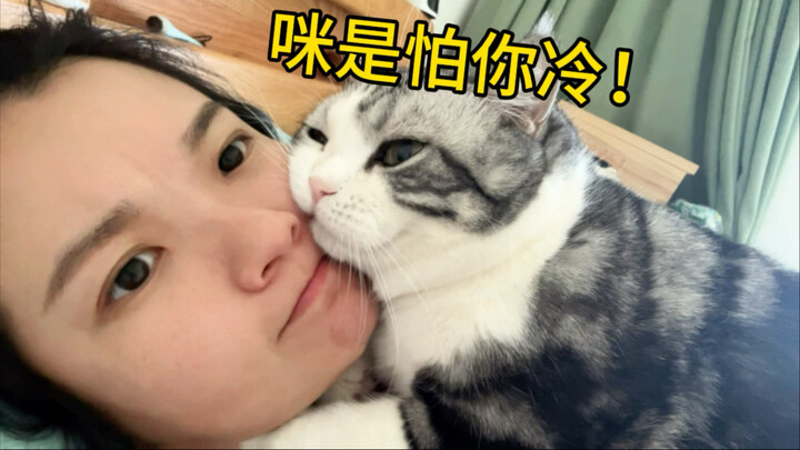 Trời lạnh rồi! Mèo không chỉ leo lên giường sưởi ấm cho mẹ mà còn đòi leo lên mặt nữa!