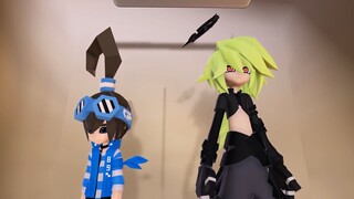 [Dunia cekung-cembung mmd] Saat Xander dan Amy naik lift yang diaktifkan suara bersama-sama