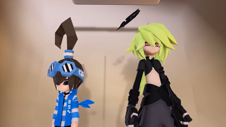 [โลกเว้า-นูน mmd] เมื่อแซนเดอร์และเอมี่ขึ้นลิฟต์สั่งงานด้วยเสียงด้วยกัน