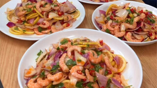 Homemade spicy and sour lemon shrimp recipe, thanks to my friends for their support