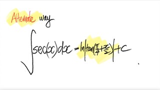 Alternate way: trig integral ∫sec(x) dx= ln(tan(/π4+x/2)) + c