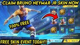 GET BRUNO NEW SKIN NEYMAR JR FOR FREE! NEW EVENT MOBILE LEGENDS - MLBB