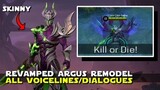 REMODELED SKINNY ARGUS ALL NEW VOICELINES/DIALOGUES RIP IMMORTALITY OR DEATH | MLBB ADVANCED SERVER!