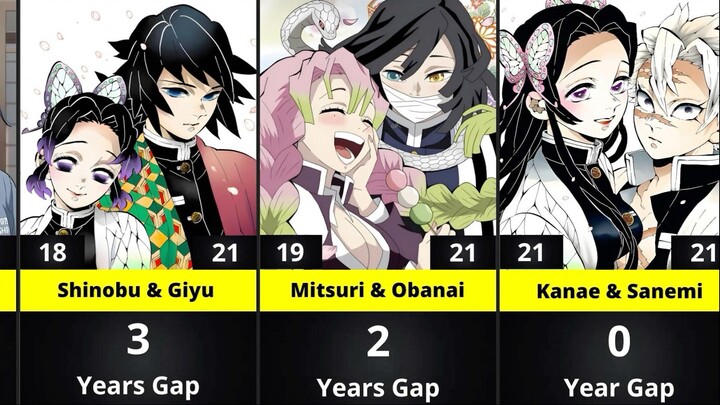 Perbedaan usia pasangan-pasangan di "Kimetsu no Yaiba"