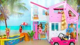 2019 New Barbie Malibu House Unboxing Assembly Casa boneka باربي البيت maison de plage Strand haus