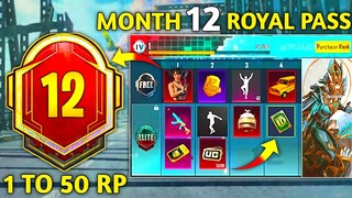 Month 12 royal pass // Month 12 royal pass 1 to 50 rp rewards // Month 12 royal pass bgmi