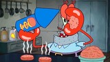 Tuan Krabs memasukkan bom ke dalam roti daging untuk membuat Krabby Patty, dan dia terpesona setelah