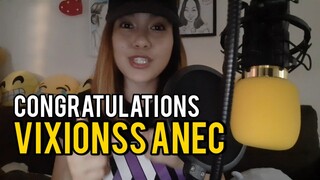 CONGRATULATIONS VIXIONSS ANEC