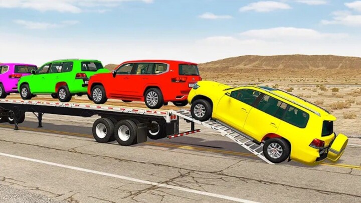 Flatbed truck mcqueen | transportaton with truck - pothol vs car #BeamNG.Drive