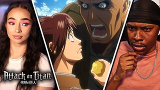 MY GIRLFRIEND REACTS TO - ATTACK ON TITAN FOR THE FIRST TIME! Season 1 Episode 3 | Reaction + Review