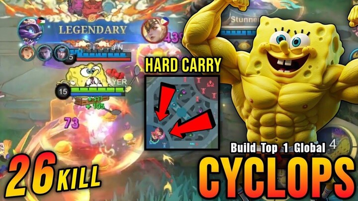 26 Kills!! Legendary Cyclops Hard Carry Mode!! - Build Top 1 Global Cyclops ~ ML
