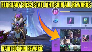 ALL REWARDS February 2022 Starlight Skin | Painted Skin, Battle Emote & Sacred Statue | MLBB