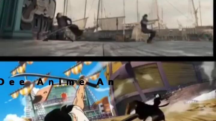 Zoro vs mihawk anime vs real live action