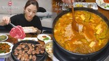 리얼먹방▶된장밥을 먹기 위해  투뿔2+ 꽃등심을 구웠습니다...☆ft.파김치,소주ㅣBest Grade Grilled Hanwoo & Soybean RiceㅣMUKBANGㅣ