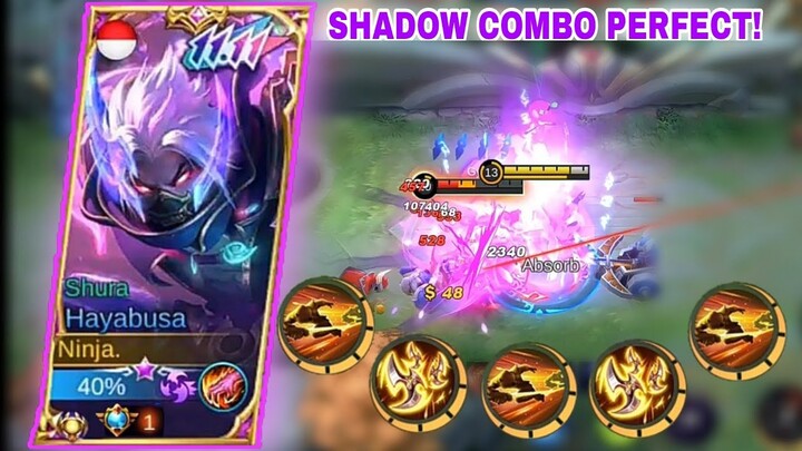 HAYABUSA NEW SHADOW COMBO PERFECT? |TUTORIAL HAYABUSA|BEST BUILD HAYABUSA - Mobile legends
