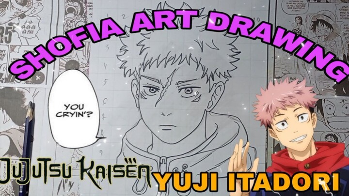 drawing anime Jujutsu kaisen, yuji itadori