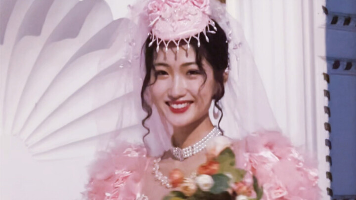 还原妈妈时代的粉色婚纱，不一样的绝美