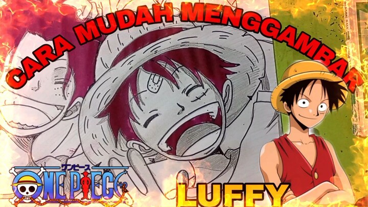 #KontesKreator2025  cara mudah menggambar anime one piece, Luffy
