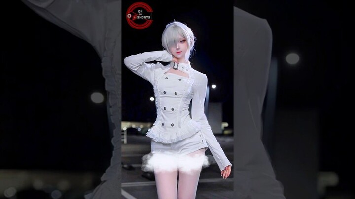 White Hair Goth Girl Cute Dance ❤️ Goth Girl Cosplay #shorts