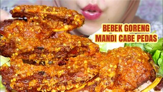 NIKMAT HAQIQI‼️ASMR BEBEK GORENG MANDI CABE PAKE LALAPAN TIMUN KOL DAN DAUN KEMANGI | ASMR INDONESIA