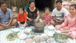Làm Nồi Bún Nước Lèo Cá Lóc Đồng Tép Bạc Đất Ngoài Vườn Thơm Ngon| TKQ & Family T496