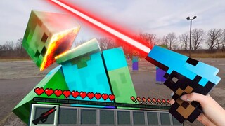 Minecraft in Real Life - Realistic ZOMBIE APOCALYPSE - Minecraft Real POV