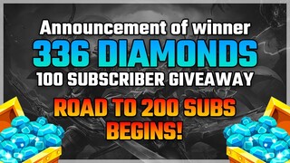 Announcement of Winner for 100 Subscriber Diamond Giveaway! ROAD TO 200 SUBSCRIBERS! Mobile Legends