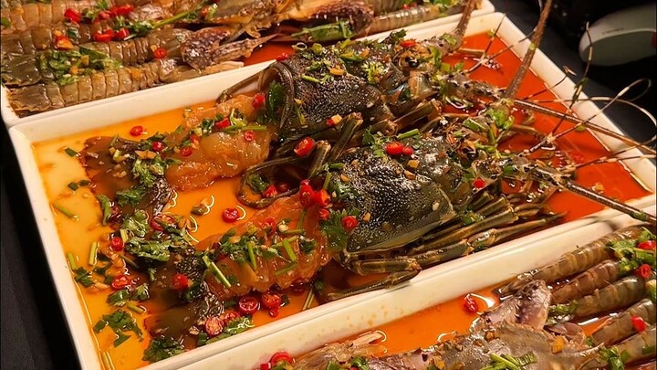 Tonight’s late-night snack: a simple homemade batch of raw-marinated seafood—just right for someone 