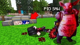 ซ่อนแอบหนีเอาชีวิตรอด!! หนีจาก ผีมนุษย์หมูPIG SAW จะรอดไหม!?? (Minecraft PIG SAWซ่อนแอบ)