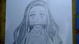 Menggambar Karakter Nezuko Kamado Demon Slayer Dengan Pensil.
