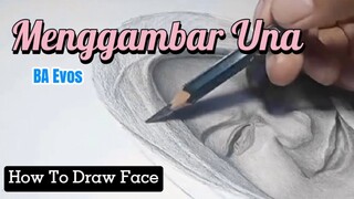 Menggambar Una menggunakan pensil